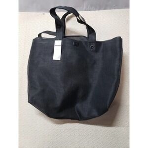 Walker Bag Womens Black Canvas Quilted Base Top Handle Strap Zipper Tote